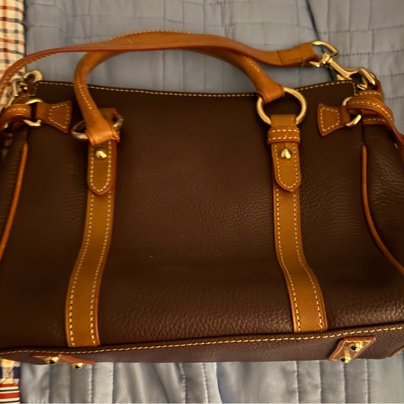 Dooney & Bourke Pebbled Leather Dark Brown / Maroon Satchel Gold Hardware - Picture 15 of 15